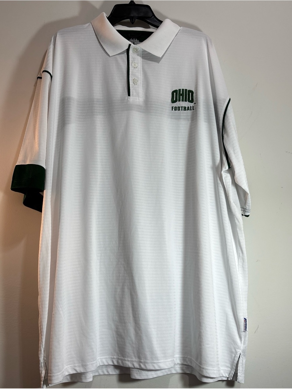 Ohio Football White Polo Shirt by Russell. 1346